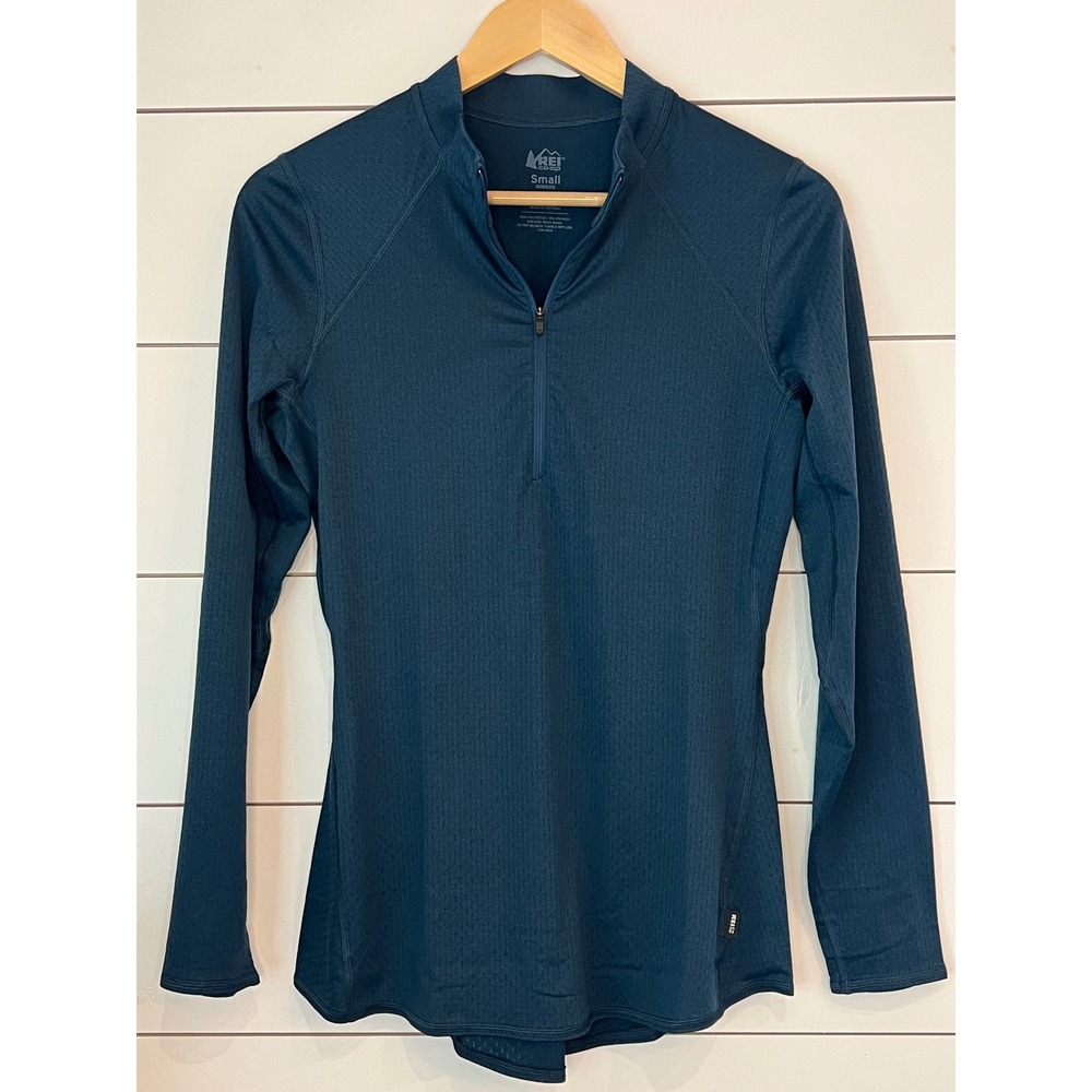 REI Co-op Womens Small Teal Blue Quarter Zip Long Sleeve Active Hiking Top